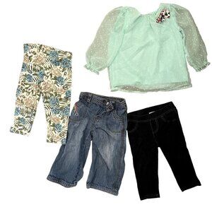 Lot of size 18 months girls clothes pants comfortable play clothes baby green gr